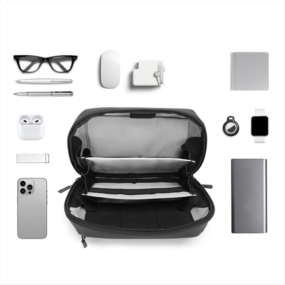 ☶❈＊♥AC1579-Waterproof Tech Pou - Tech Accessories Storage ulasan dan harga