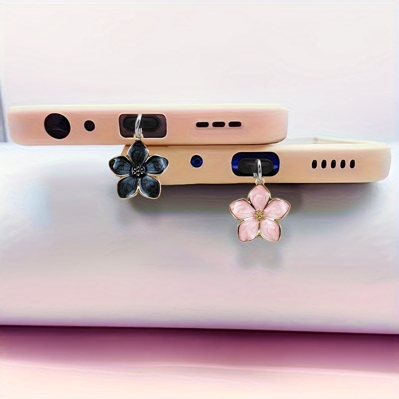 Cute Pink Black Flower Dust Pl - Mobile Tech Accessories ulasan dan harga